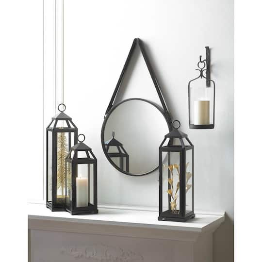 Hanging Mirror with Faux Leather Strap